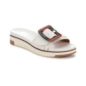 Dolce Vita Caster Slip On Buckle Platform Slides Sandals White Womens Size 6.5